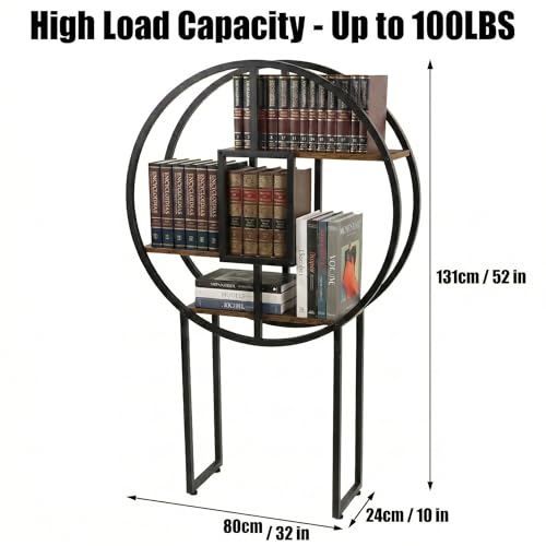 OFFICEROO Round Bookshelf 4ft – Circle Bookcase & Display Shelf for Collectibles, Tall Book Shelf for Living Room, Lego Shelf Display, Small Bookshelf & Action Figure Shelf