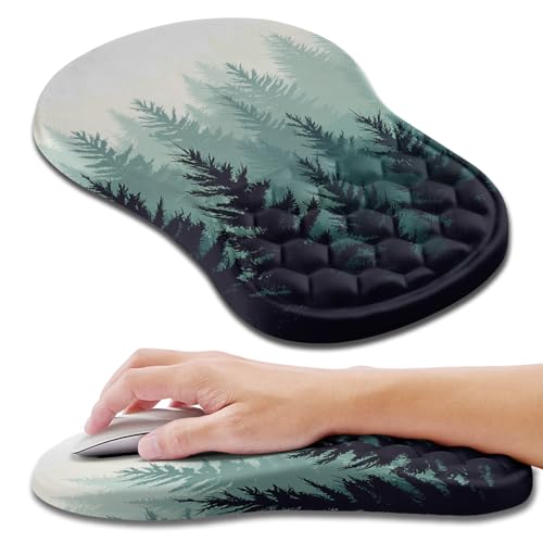 Hokafenle Ergonomic Mouse Pad Wrist Support, Wrist Rest Mousepad for Carpal Tunnel Pain Relief with Integrated Memory Foam Slope Massage Bulge (11.8x7.9 inch,Forest - color: KM29-Forest