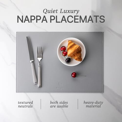 Baroyal Faux Leather Placemats Set of 6 Vinyl Washable Wipeable Table Mats for Kitchen Dining Table Heat Resistant Waterproof Modern Indoor/Outdoor Placemats Non-Slip Easy Clean Place Mats (Gray) - color: B-gray