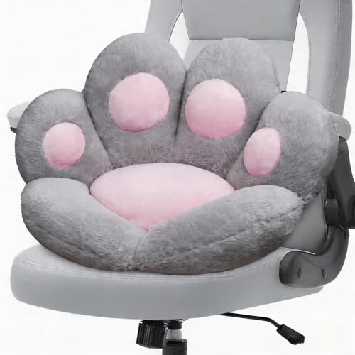 DOBUONO Cat Paw Cushion Office Chair Cushion Comfy Plush Gaming Chair Cushion Cute Seat Cushions for Girl, Cute Gaming Acessories Room Decorate 28"x 24" (Gray) - color: Gray