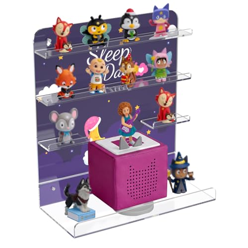 NIUBEE Tonies Shelf Non-Magnetic, Acrylic Wall Mount Floating Shelf, Tonies Storage with Anti-Fall Lip and Charging Cable Hole for Toniebox,for Kids Bedroom Playroom Decor - color: Purple