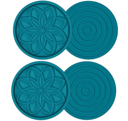 HFHOME Silicone Coasters Set, 4 Pcs Drink Coasters for Coffee Table, Bar Tabletop Protection - Peacock Blue - color: Peacock Blue - 4pcs