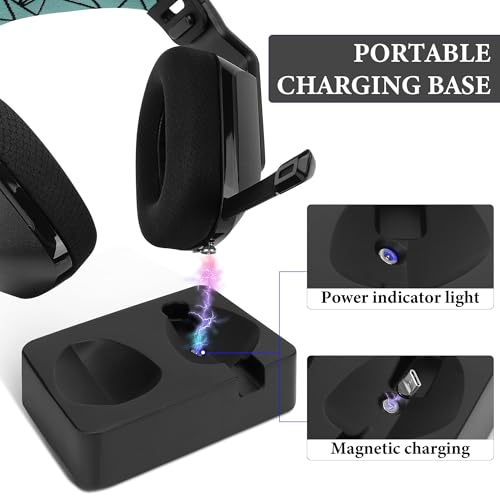 GEEKRIA Headphones Charging Stand for Logitech G733 Lightspeed Wireless Gaming Headset, 3D Printed Resin Magnetic Dock, Gaming Headset Base (Black)