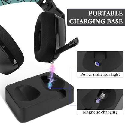 GEEKRIA Headphones Charging Stand for Logitech G733 Lightspeed Wireless Gaming Headset, 3D Printed Resin Magnetic Dock, Gaming Headset Base (Black)