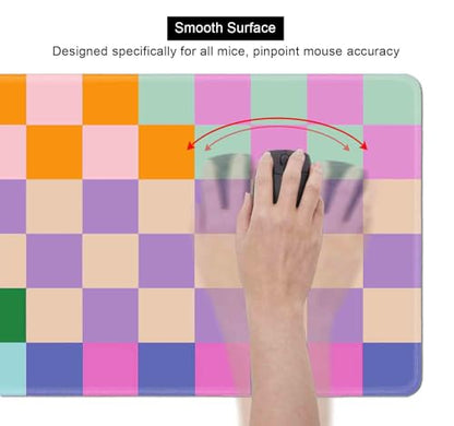 Colorful Checkered Desk Mats, Retro Purple Pink Blue Green Large Desk Pad, Aesthetic Desktop Mat, Writing Mat, Non-Slip Rubber Gaming Mouse Pad for Laptop Computer Office, 31.5 X 11.8 in - color: Colorful Checkered