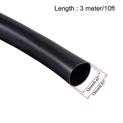 uxcell Black PVC Tube Wire Harness Tubing, 1/2-inch(12mm) ID 10ft Sleeve for Wire Sheathing Wire Protection - color: Black, size: 12mm