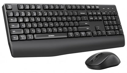 seenda Wireless Bluetooth Keyboard Mouse Combo, COE200 Ergonomic Keyboard with Wrist Rest, Silent Mouse, Multi-Device Connection, Full-Size Compatible for Windows PC Laptop Mac MacBook, Black - color: Black