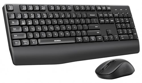 seenda Wireless Bluetooth Keyboard Mouse Combo, COE200 Ergonomic Keyboard with Wrist Rest, Silent Mouse, Multi-Device Connection, Full-Size Compatible for Windows PC Laptop Mac MacBook, Black - color: Black