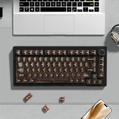 dagaladoo Clear keycaps,Transparent Keyboard keycaps,Jelly Key caps Set,Shine Through keycap，MDA Profile Keyboard caps for Mx Switches Mechanical Keyboard(Coffee) - color: Coffee