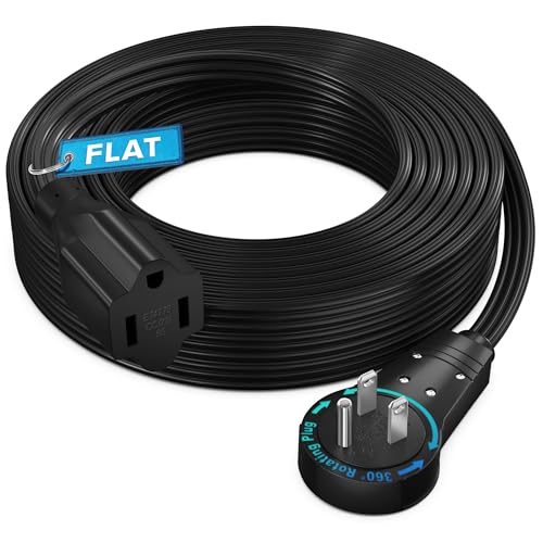 Maximm 360 Rotating Flat Plug Extension Cord - 25 Feet, Slim Space-Saving Design, Low Profile (Black) - color: Black, size: 25 Feet
