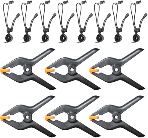 EMART 4.5 inch Heavy Duty Backdrop Clamp Kit-6 Spring Clamps, 8 Background Clip Holders for Muslin Stand, Canvas, Paper, Fabric, Chromakey Screen, Photo Studio, Photography Backdrops Support
