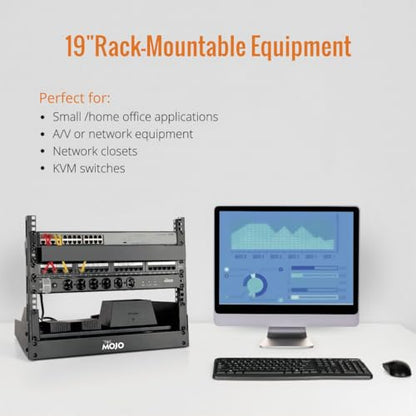 Tecmojo 2 Post 12U Desktop Server Rack Small Open Frame Rack for 19in AV/Data/Audio/Studio Equipment Free Standing Home/Office Rack,Square Hole - size: 12U/Square Hole
