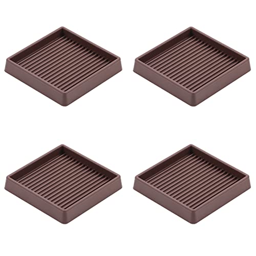 VOCOMO 3X3 Rubber Caster Cups, Non Slip Furniture Pads, Anti-Slip Furniture Gripper, Anti Skid Furnitures Feet, Anti Slide Floor Protector for Bed Couch Stoppers (Brown, 4 Pack) - size: 3" x 3"-Brown