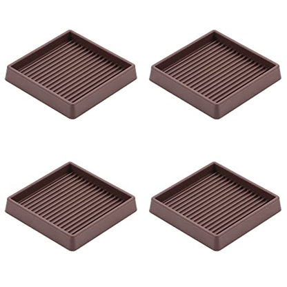 VOCOMO 3X3 Rubber Caster Cups, Non Slip Furniture Pads, Anti-Slip Furniture Gripper, Anti Skid Furnitures Feet, Anti Slide Floor Protector for Bed Couch Stoppers (Brown, 4 Pack) - size: 3" x 3"-Brown