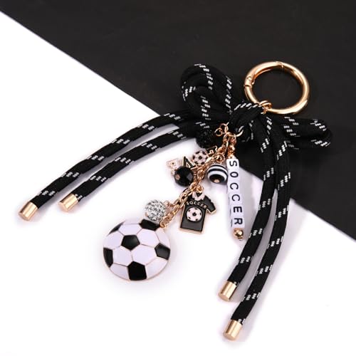 PHALIN Football Baseball Basketball Golf Bag Charms Keychain for Women Men Bow Purse Charm Sport Mom Gifts - style: Soccer-1