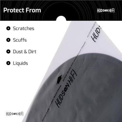 Hudson Hi-Fi Anti-Static Vinyl Record Sleeves - Durable Clear Disc Sleeves- Protect Your LP Albums from Scratches, Dust & Dirt - Acid-Free Rice Paper Disc Covers, 250x Inner Sleeves - size: 250 Inner Sleeves