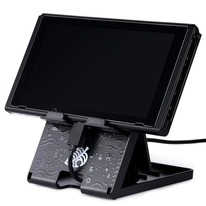 Tscope Foldable Switch Stand for Nintendo Switch/Switch 2/Lite/OLED, Adjustable Compact Portable Holder, Cute Leaf Design Gaming Stand Accessories (Black) - color: Black