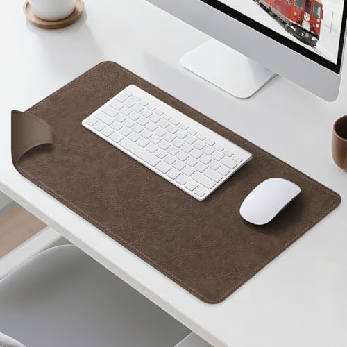 Imitation Crazy Horse Leather Desk Mat - Waterproof Desk Pad - Ideal for Large Mouse Pad and Desk Mats on Top of Desks (Chestnut+Chestnut, 25"*13") - color: Chestnut+chestnut, size: 25" x 13"
