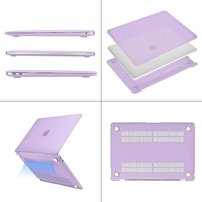 MOSISO Compatible with MacBook Air 13 inch Case M1 2021 2020 2019 2018 Release A2337 A2179 A1932 Touch ID, Plastic Hard Shell Cover&Keyboard Cover for MacBook Air 13.3 inch Case M1, Light Purple - color: Light Purple