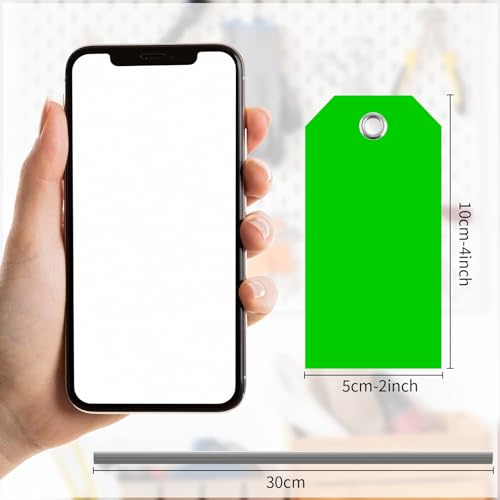 100 Pieces 2x4 inch Green Plastic Shipping Tags with Wires Heavy Duty Hang Tags with String Waterproof Labeling Tags with Reinforced for Gift Luggage Garage Inventory - color: Green