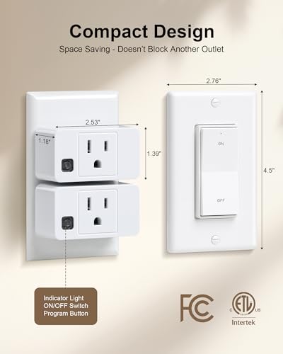 Wireless Remote Control Outlet, Decorator Rocker Wall Switch, 200FT Long Range, Mini Remote Outlet Plug, 15A/1875W High-Power for Lamps, Lights, Household Appliances(2 Switches and 1 Outlet) - size: 2 Switches + 1 Outlet