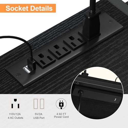 Snughome Floating TV Stand Wall Mounted with Power Outlet 55", Floating Entertainment Center with LED Lights, Floating TV Shelf with Drawer, Wall Mounted Media Console Shelf for Living Room, Bedroom - color: Black, size: 55.12" x 11.02" x 6.5"