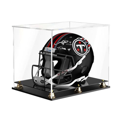 Football Helmet Display Case Full Size, Clear Acrylic Helmet Display Box Dustproof Helmet Case Display Case with Metal Bell Base for Sports Memorabilia (15 x 11.8 x 12.6 in) - size: 15 x 11.8 x 12.6 inch