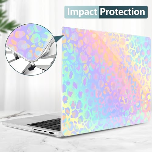 DONGKE Case for MacBook Pro 14 Inch (2026-2021 Release, M5 M4 M3 M2 M1 Pro/Max Chip), Plastic Slim Hard Shell Protective Cover with Keyboard Cover & Screen Protector, Leopard Print - color: Leopard Print