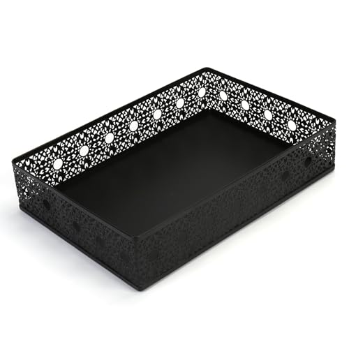 Desk Drawer Organizer, A4 Large Metal Mesh Desk Organizer Tray, Carved Hollow Floral Desk Letter Tray, Versatile Storage Basket for Office Home Supplies,13x9x3 inches (Round Holes,1 PC) - color: Round Holes