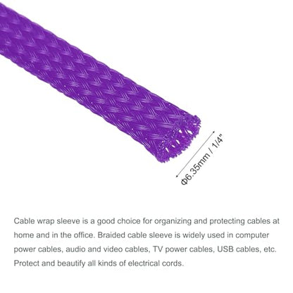 uxcell Expandable Sleeving, 1/4-inch 100ft Cable Sleeve, Purple - color: Purple, size: 1/4" x 100 Ft