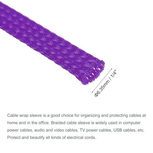 uxcell Expandable Sleeving, 1/4-inch 100ft Cable Sleeve, Purple - color: Purple, size: 1/4" x 100 Ft