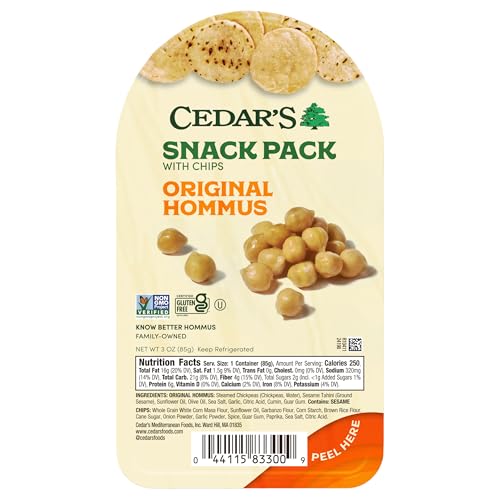 Cedar's Original Hummus with Chips Snack Pack - size: 3 Ounce (Pack of 1)