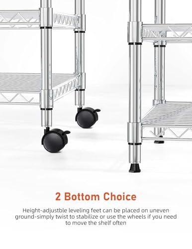 Simple Deluxe 3-Tier Heavy Duty Storage Shelves 750Lb Capacity, 24.02" D x 13.78" W x 21.97" H Shelving Unit for Pantry, Garage, Laundry and Kitchen, Chrome, 2 Pack - size: 3-Tier, 13.78"W x 24.02"D x 21.97"H, style: 2 Pack