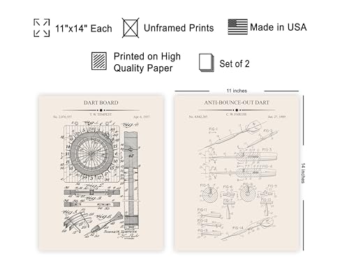 Poster Master 2-Piece Dart Game Patent Print - Blueprint Poster - Dart Board Art - Technical Drawing Wall Design - Minimal Art - Great Office or Bar Wall Decor - 11x14 UNFRAMED Wall Art - color: Patent Kids 07, size: 11"L x 14"W