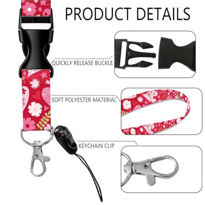ID Badge Holder with Lanyard Fashionable ID Card Holders with Retractable Lanyards Soft Fiber Metal Clip Sturdy Buckle for Key Wallet Work Nurse Teacher (Lovely Heart) - color: Lovely Heart