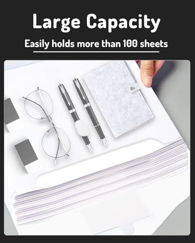 Forvencer Binder Pocket, 10 Pack Super Heavyweight Plastic Folders with Tight Closure, Folders with Pockets Side Loading, Binder Organizer, Binder Dividers with Pockets, Letter Size, Clear