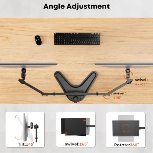 Dual Monitor Stand fits 17 to 32 inch – Free Standing Heavy Duty Monitor Mount with Precise Tilt, Swivel, Rotate and Height Adjust, 19.8 lbs per Arm, VESA 75/100mm - size: Dual Arms
