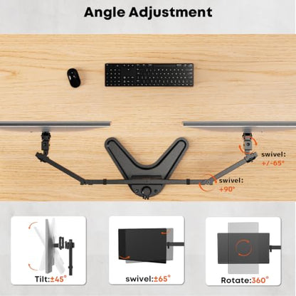 Dual Monitor Stand fits 17 to 32 inch – Free Standing Heavy Duty Monitor Mount with Precise Tilt, Swivel, Rotate and Height Adjust, 19.8 lbs per Arm, VESA 75/100mm - size: Dual Arms