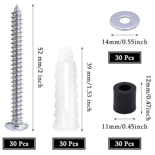 120 Pieces Pegboard Mounting Kit Wall Peg Boards Installation Accessories Pegboard Spacer Kit Includes Screws, Anchors, Spacers and Washers for 1/4-Inch Pegboard (30 Sets)
