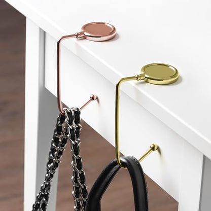 kwmobile Purse Hook for Table - Set of 2 Purse Holder - Handbag Hanger - Portable Bag Holder - Bag Hooks for Desk - Table Hook Gold/Copper - color: gold / copper