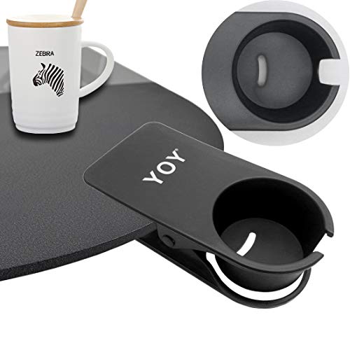 YOY 2 Pieces Drink Cup Holder Clip - Table Desk Side Water Glass Beer Bottle Beverage Soda Coffee Mug Holder Cup Saucer Clip Design for Home Office, Black(Mug & Cup) - color: Black(Mug & Cup), size: 2 Pack