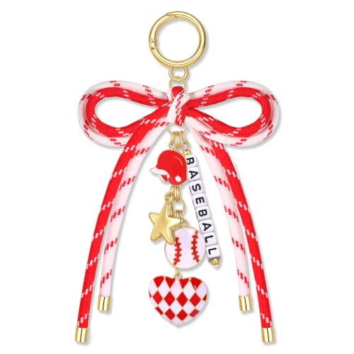 PHALIN Football Baseball Basketball Golf Bag Charms Keychain for Women Men Bow Purse Charm Sport Mom Gifts - style: Baseball-6