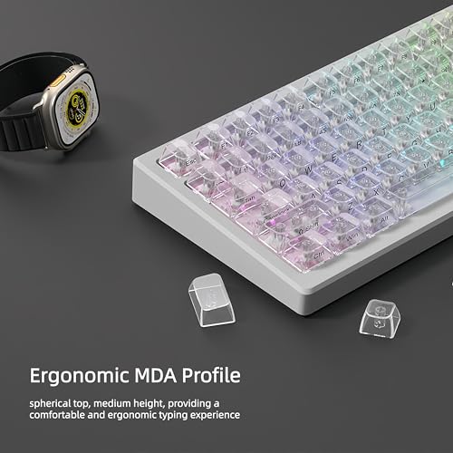 dagaladoo Clear keycaps,Transparent Keyboard keycaps,Jelly Key caps Set,Shine Through keycap，MDA Profile Keyboard caps for Mx Switches Mechanical Keyboard(White,Side Printed) - color: White (Side Printed)
