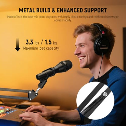 NEEWER Microphone Arm Stand, Suspension Scissor Boom Mic Arm Desk Mount with Clip & 3/8" to 5/8" Adapter Compatible with Blue Yeti Snowball HyperX QuadCast SoloCast Shure, Max Load 3.3 lbs, MS006 - style: MS006