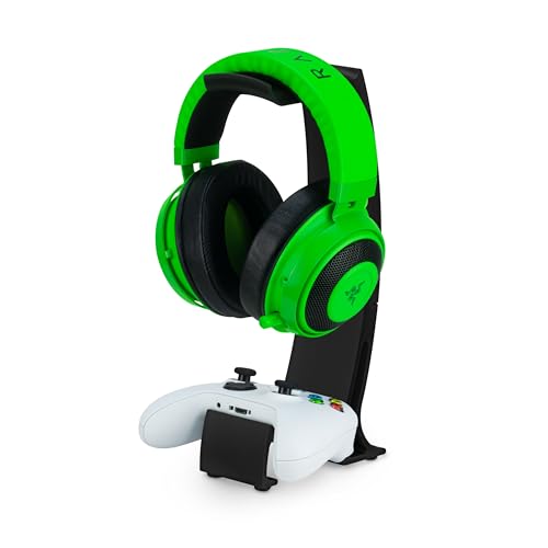 BRAINWAVZ Headphone Stand & Game Controller Holder – Sleek Headset Hanger & Gamepad Stand for Xbox, PlayStation, Legacy, Retro & More – (UGDS16) - color: UGDS16