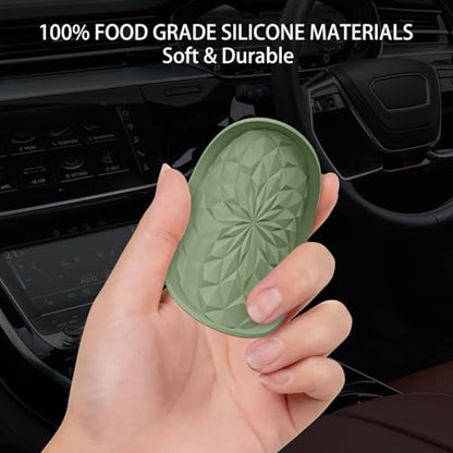 ME.FAN Car Coasters for Cup Holders [4 Pack] - 2.75In Silicone Auto Mug Mats - Universal Non-Slip Recessed Car Interior Accessories Olive Green - color: 4pack-olive Green