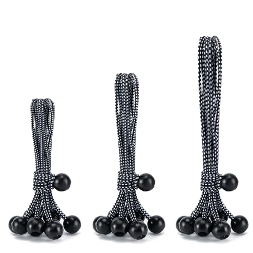 30 Pack Ball Bungee Cord, 4,6,9 Inch Heavy Duty Bungie Cord Balls Canopy Tarp Tie Down Bungee Balls for Camping, Tents, Cargo,Holding Wire and Hoses, Patio Umbrellas, Awning (Black/White) - color: Black/White, size: 4,6,9 Inch