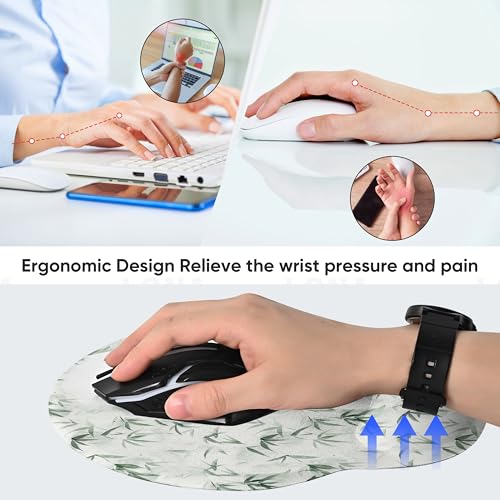 RICHEN Ergonomic Mouse Pad with Wrist Support,Non-Slip Rubber Base for Computer Laptop & Mac,Lightweight Rest for Home,Office & Travel (Bamboo Leaf) - color: Bamboo Leaf