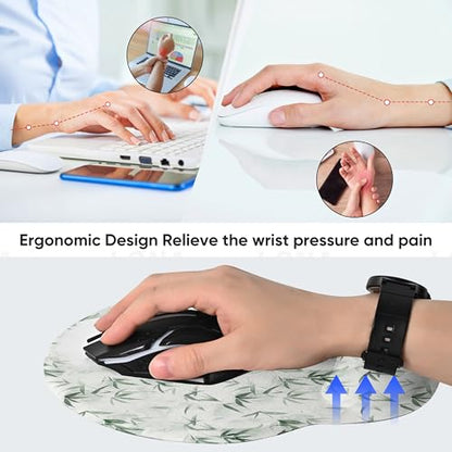 RICHEN Ergonomic Mouse Pad with Wrist Support,Non-Slip Rubber Base for Computer Laptop & Mac,Lightweight Rest for Home,Office & Travel (Bamboo Leaf) - color: Bamboo Leaf