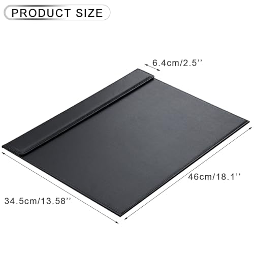 KINGFOM 18''x14'' Large Rectangle A3 Desk Writing & Drawing Desk Pad &Board Table Protector Mat with Paper Clip on Top Black - color: Black-a186